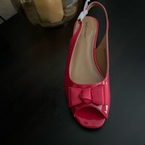 Caparros Red Patent Peep-Toe Heels